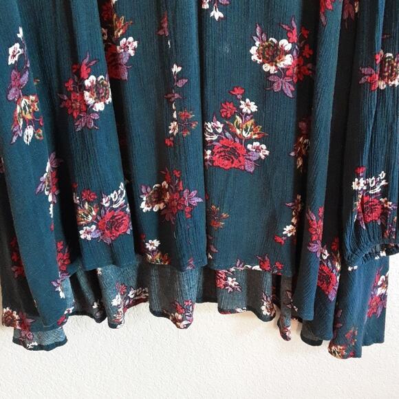 Free People Anthropologie Electric Orchard Tunic Mini Trapeze Swing Teal Dress S - Picture 8 of 15